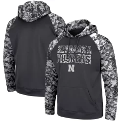 Men's Colosseum Charcoal Nebraska Huskers OHT Military Appreciation Digi Camo Big & Tall Pullover Hoodie