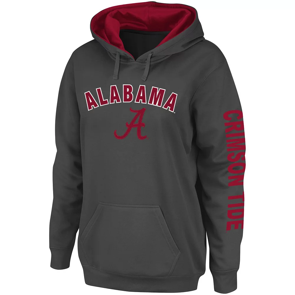 Women's Colosseum Charcoal Alabama Crimson Tide Loud And Proud Pullover Hoodie