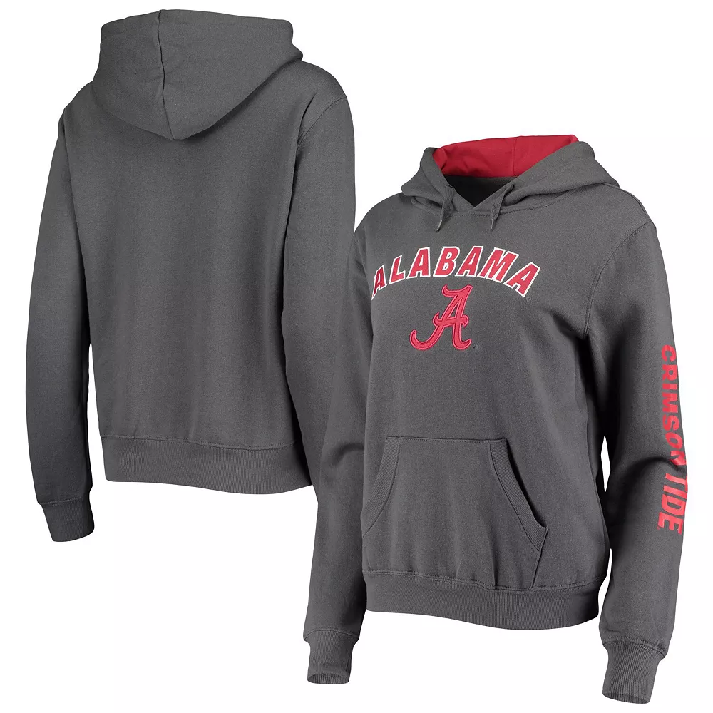 Women's Colosseum Charcoal Alabama Crimson Tide Loud And Proud Pullover Hoodie - Image 2