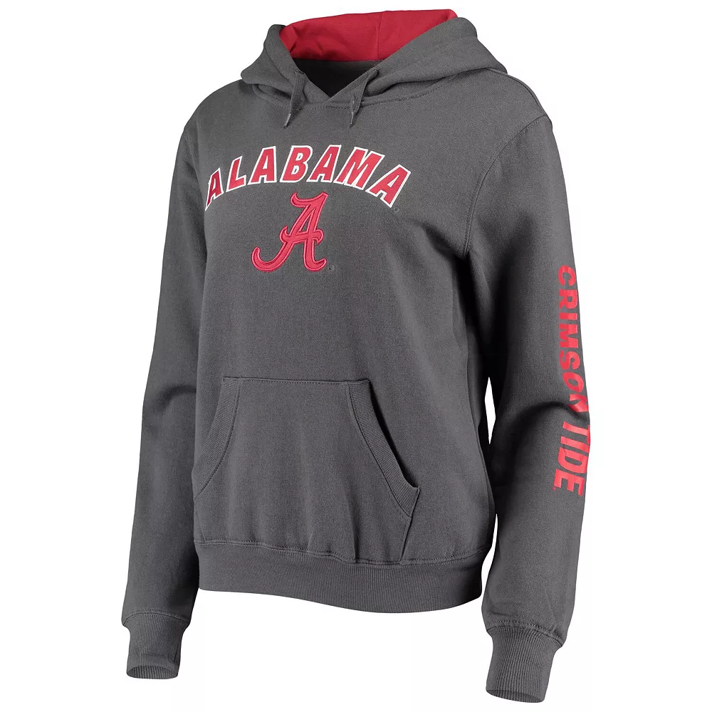 Women's Colosseum Charcoal Alabama Crimson Tide Loud And Proud Pullover Hoodie - Image 3