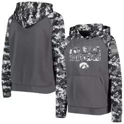 Youth Colosseum Charcoal Iowa Hawkeyes OHT Military Appreciation Digital Camo Raglan Pullover Hoodie