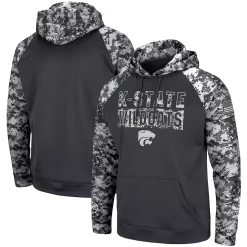 Men's Colosseum Charcoal Kansas State Wildcats OHT Military Appreciation Digi Camo Big & Tall Pullover Hoodie