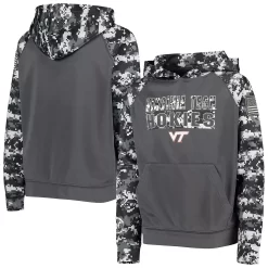 Youth Colosseum Charcoal Virginia Tech Hokies OHT Military Appreciation Digital Camo Raglan Pullover Hoodie