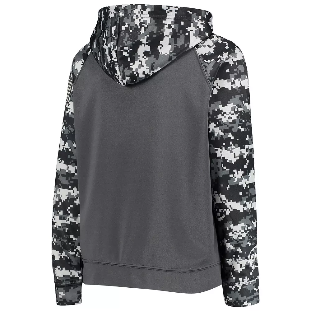 Youth Colosseum Charcoal Virginia Tech Hokies OHT Military Appreciation Digital Camo Raglan Pullover Hoodie - Image 3