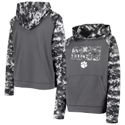 Youth Colosseum Charcoal Clemson Tigers OHT Military Appreciation Digital Camo Raglan Pullover Hoodie