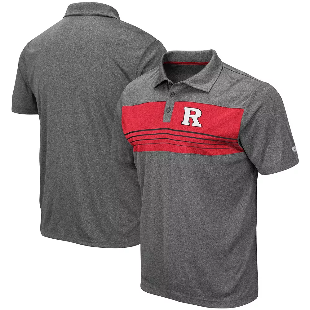 Men's Colosseum Heathered Charcoal Rutgers Scarlet Knights Smithers Polo - Image 2