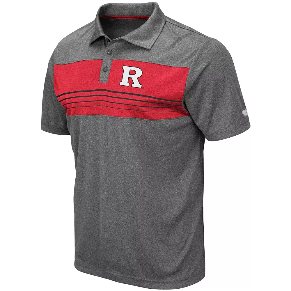 Men's Colosseum Heathered Charcoal Rutgers Scarlet Knights Smithers Polo - Image 3