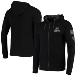 Men's Colosseum Black Arizona Wildcats OHT Military Appreciation Waffle Full-Zip Hoodie