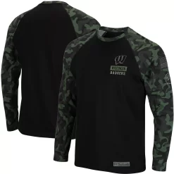 Men's Colosseum Black West Virginia Mountaineers OHT Military Appreciation Camo Raglan Long Sleeve T-Shirt