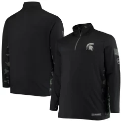 Men's Colosseum Black Michigan State Spartans OHT Military Appreciation Big & Tall Quarter-Zip Jacket