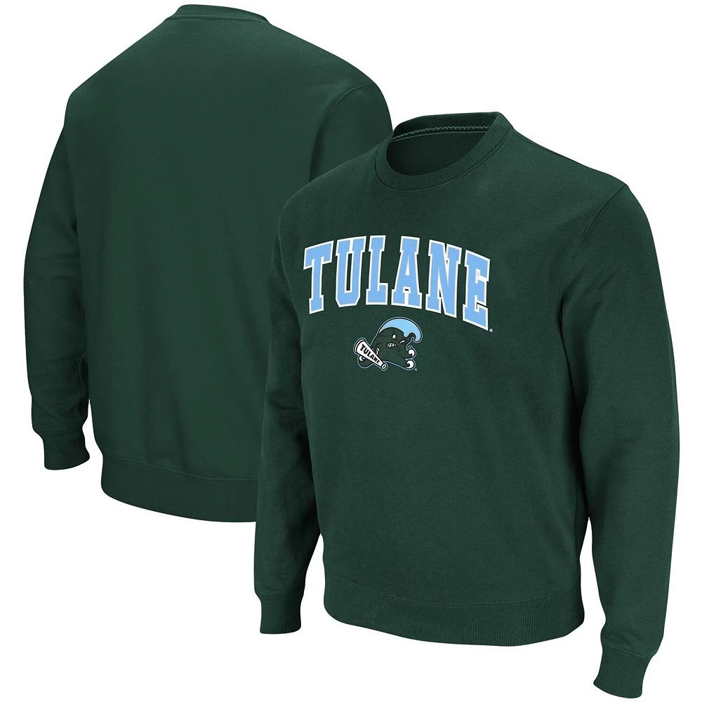 Men's Colosseum Green Tulane Green Wave Arch & Logo Tackle Twill Pullover Sweatshirt - Image 2