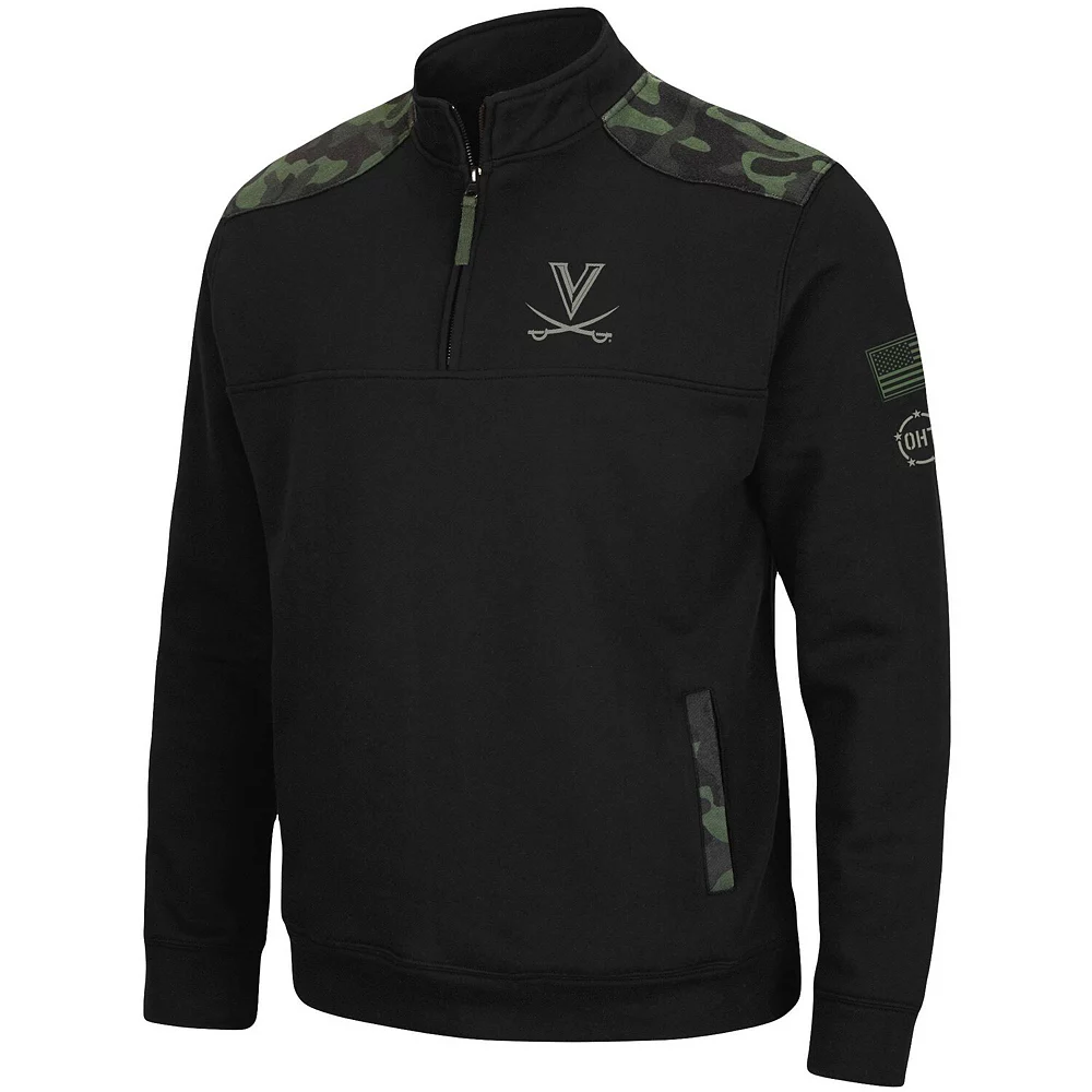 Men's Colosseum Black Virginia Cavaliers OHT Military Appreciation Commo Fleece Quarter-Zip Jacket - Image 2