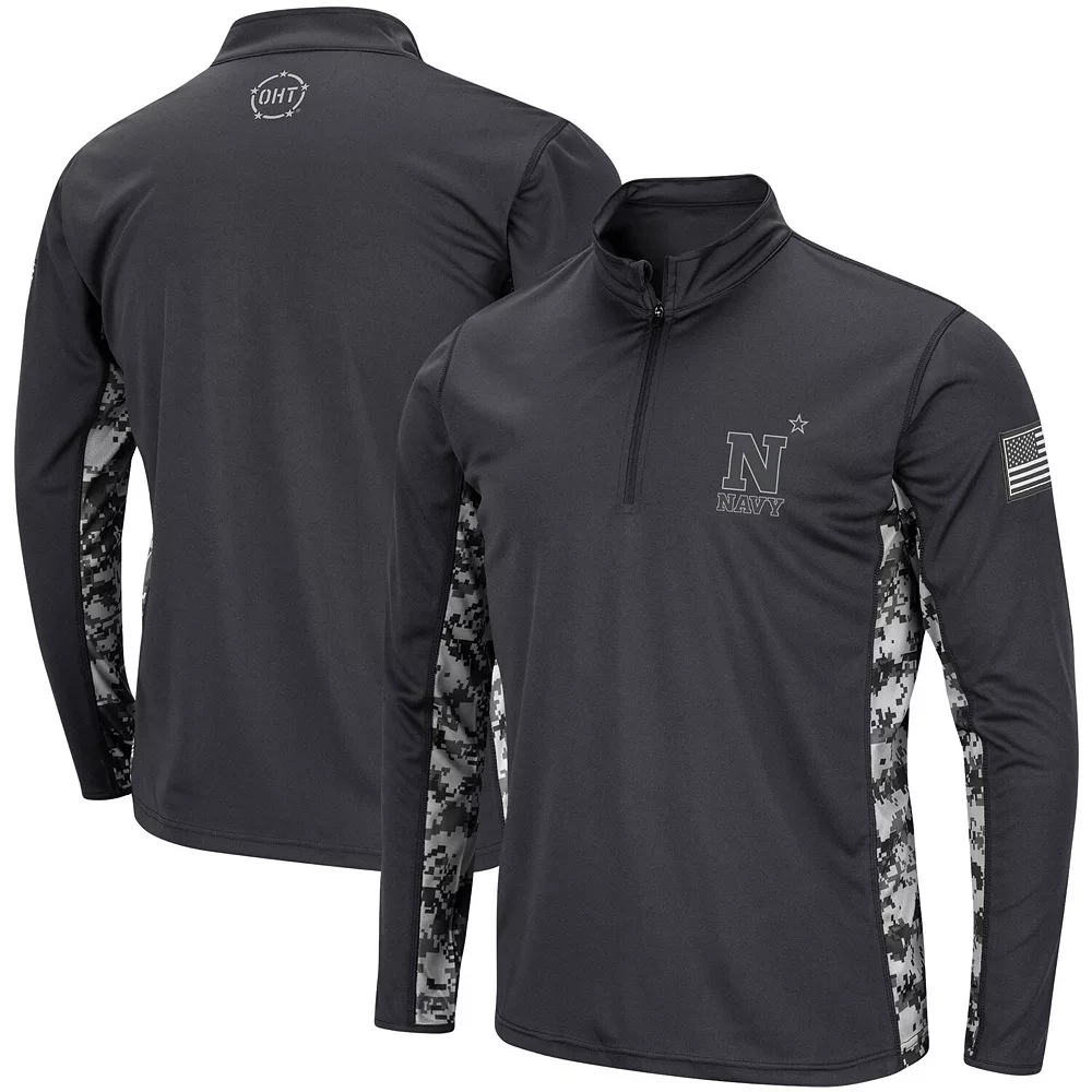 Men's Colosseum Charcoal Navy Midshipmen OHT Military Appreciation Digi Camo Quarter-Zip Jacket - Image 2