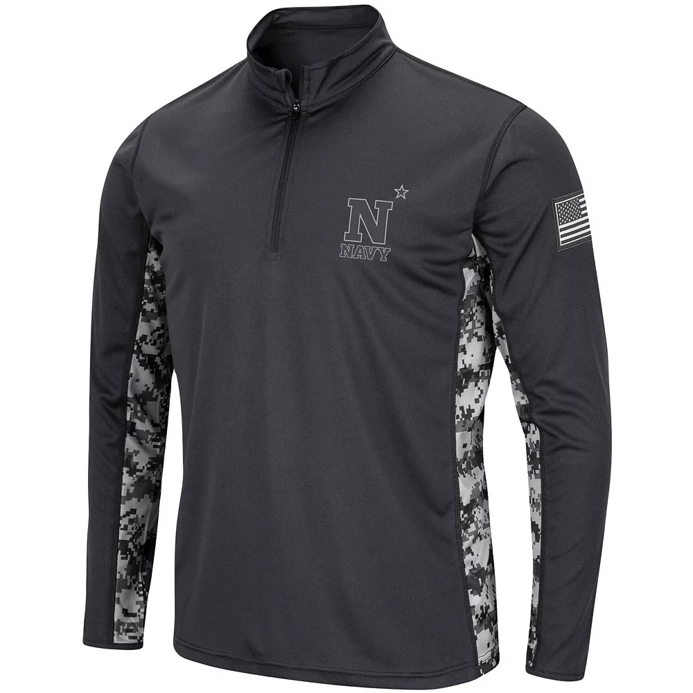 Men's Colosseum Charcoal Navy Midshipmen OHT Military Appreciation Digi Camo Quarter-Zip Jacket - Image 3