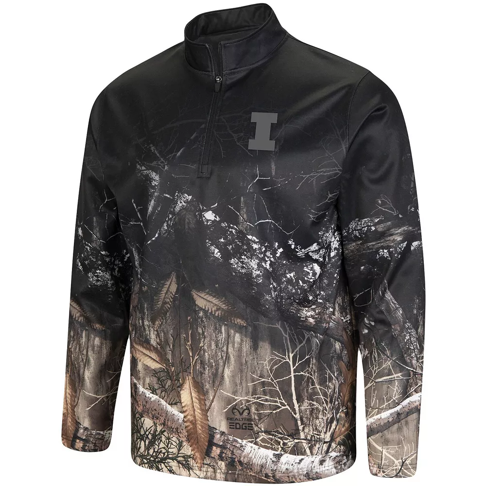 Men's Colosseum Black/Realtree Camo Illinois Fighting Illini Creek Quarter-Zip Jacket - Image 2