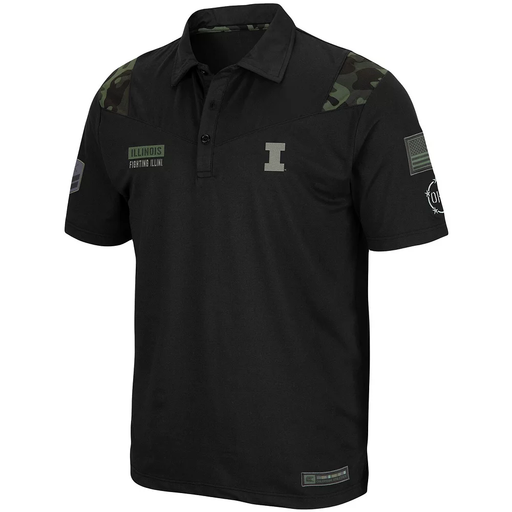 Men's Colosseum Black Illinois Fighting Illini OHT Military Appreciation Sierra Polo - Image 2