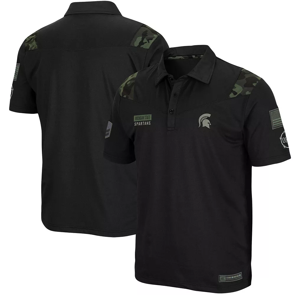 Men's Colosseum Black Michigan State Spartans OHT Military Appreciation Sierra Polo - Image 2