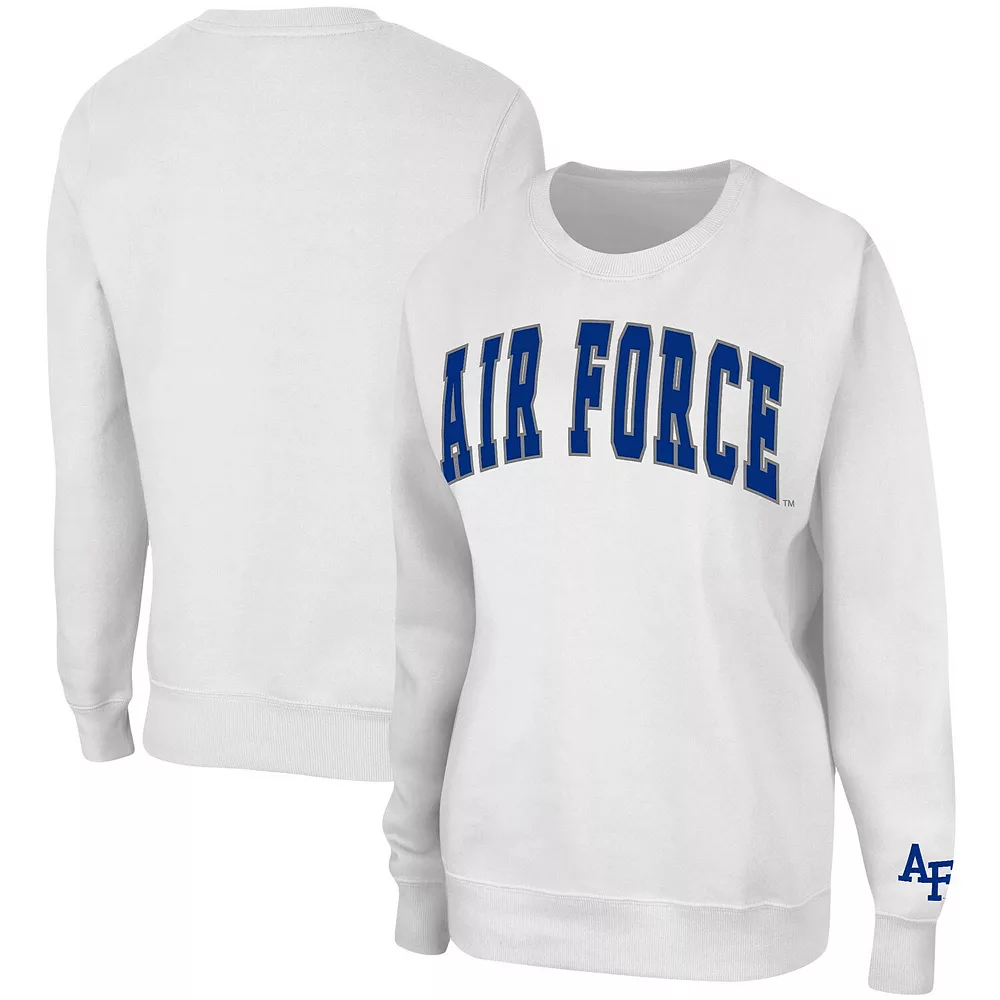 Women's Colosseum White Air Force Falcons Campanile Pullover Sweatshirt - Image 2