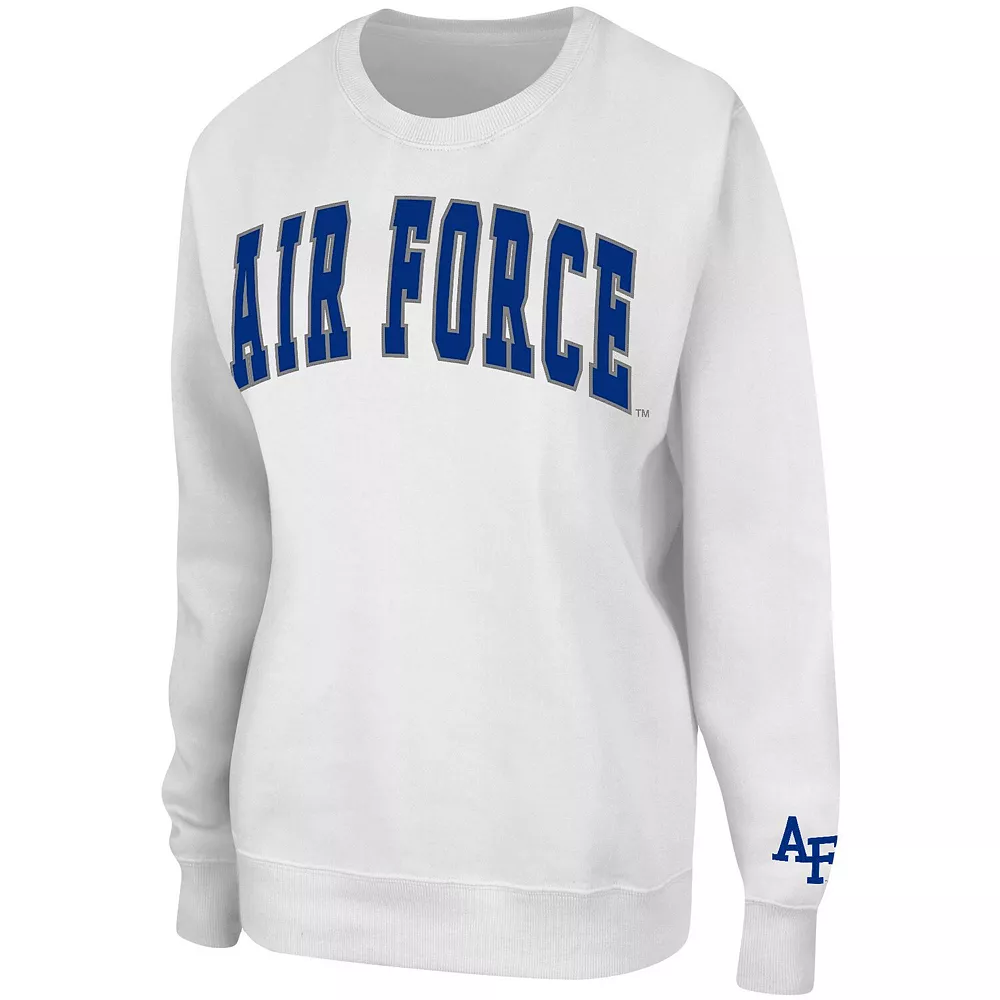 Women's Colosseum White Air Force Falcons Campanile Pullover Sweatshirt - Image 3