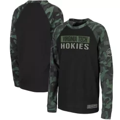 Youth Colosseum Black/Camo Virginia Tech Hokies OHT Military Appreciation Raglan Long Sleeve T-Shirt