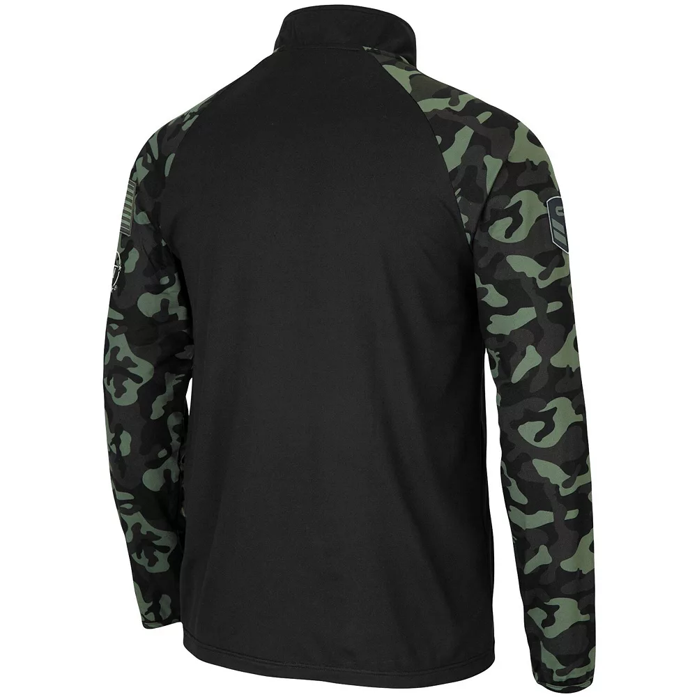 Men's Colosseum Black Kansas Jayhawks OHT Military Appreciation Take Flight Raglan Quarter-Zip Jacket - Image 4