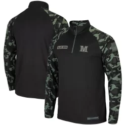 Men's Colosseum Black Maine Black Bears OHT Military Appreciation Take Flight Raglan Quarter-Zip Jacket