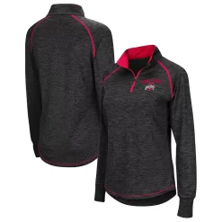 Women's Colosseum Heathered Black Ohio State Buckeyes Bikram Raglan Quarter-Zip Jacket