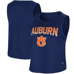 Women's Colosseum Navy Auburn Tigers Hang Ten Scoop Neck Cropped Tank Top