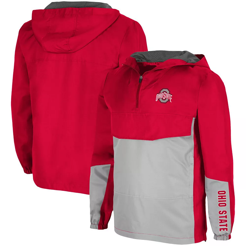 Men's Colosseum Scarlet Ohio State Buckeyes Freeway Theory Quarter-Zip Anorak Hoodie - Image 2