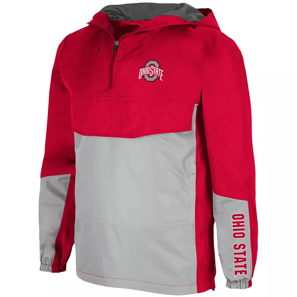 Men's Colosseum Scarlet Ohio State Buckeyes Freeway Theory Quarter-Zip Anorak Hoodie - Image 3