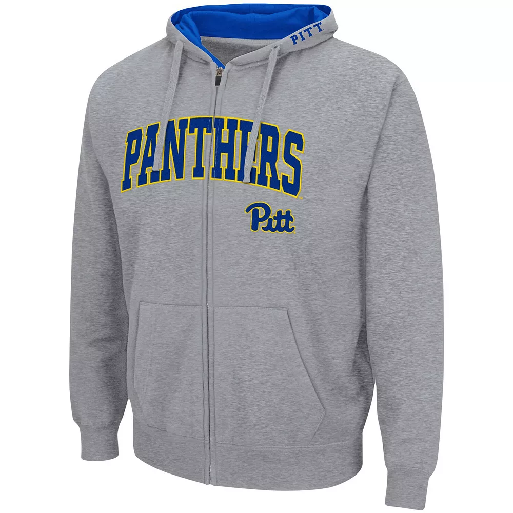 Men's Colosseum Heathered Gray Pitt Panthers Arch & Logo 3.0 Full-Zip Hoodie - Image 3