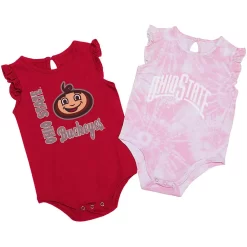 Girls Newborn & Infant Colosseum Scarlet/Pink Ohio State Buckeyes Two-Pack Bodysuit Set