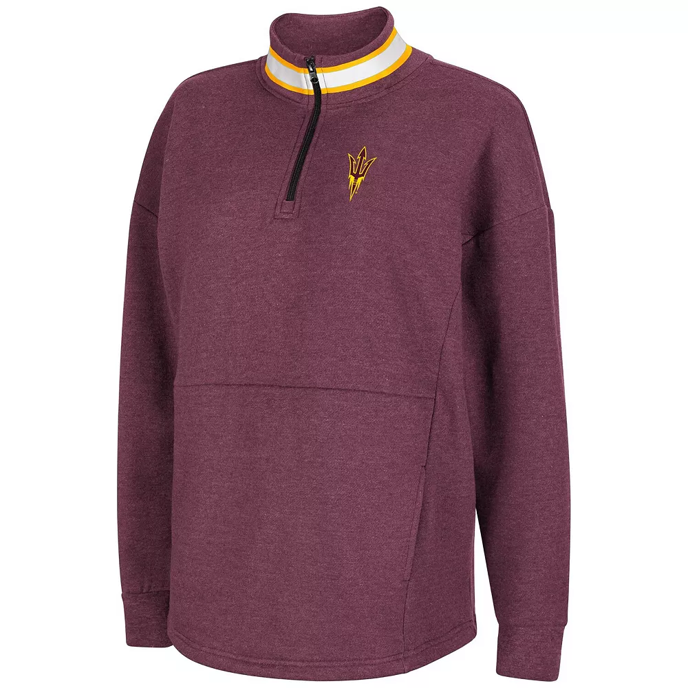 Women's Colosseum Maroon Arizona State Sun Devils Alice 2-Hit Fleece Quarter-Zip Jacket - Image 3