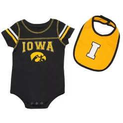 Newborn & Infant Colosseum Black/Gold Iowa Hawkeyes Chocolate Bodysuit & Bib Set