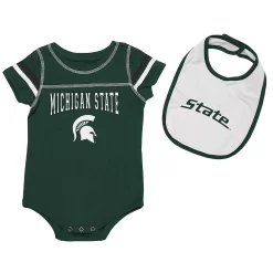 Newborn & Infant Colosseum Green/White Michigan State Spartans Chocolate Bodysuit & Bib Set