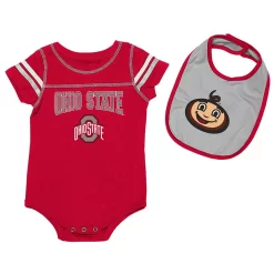 Newborn & Infant Colosseum Scarlet/Gray Ohio State Buckeyes Chocolate Bodysuit & Bib Set