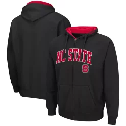 Men's Colosseum Black NC State Wolfpack Arch & Logo 3.0 Full-Zip Hoodie