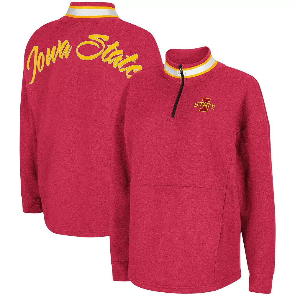 Women's Colosseum Cardinal Iowa State Cyclones Alice 2-Hit Fleece Quarter-Zip Jacket