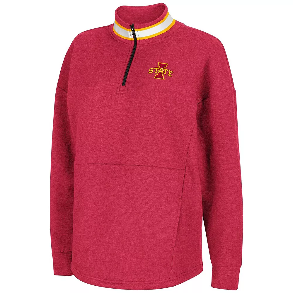 Women's Colosseum Cardinal Iowa State Cyclones Alice 2-Hit Fleece Quarter-Zip Jacket - Image 3