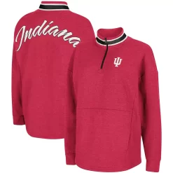 Women's Colosseum Heathered Crimson Indiana Hoosiers Alice 2-Hit Fleece Quarter-Zip Jacket