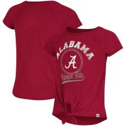 Girls Youth Colosseum Crimson Alabama Crimson Tide Salt Tie-Front Raglan T-Shirt