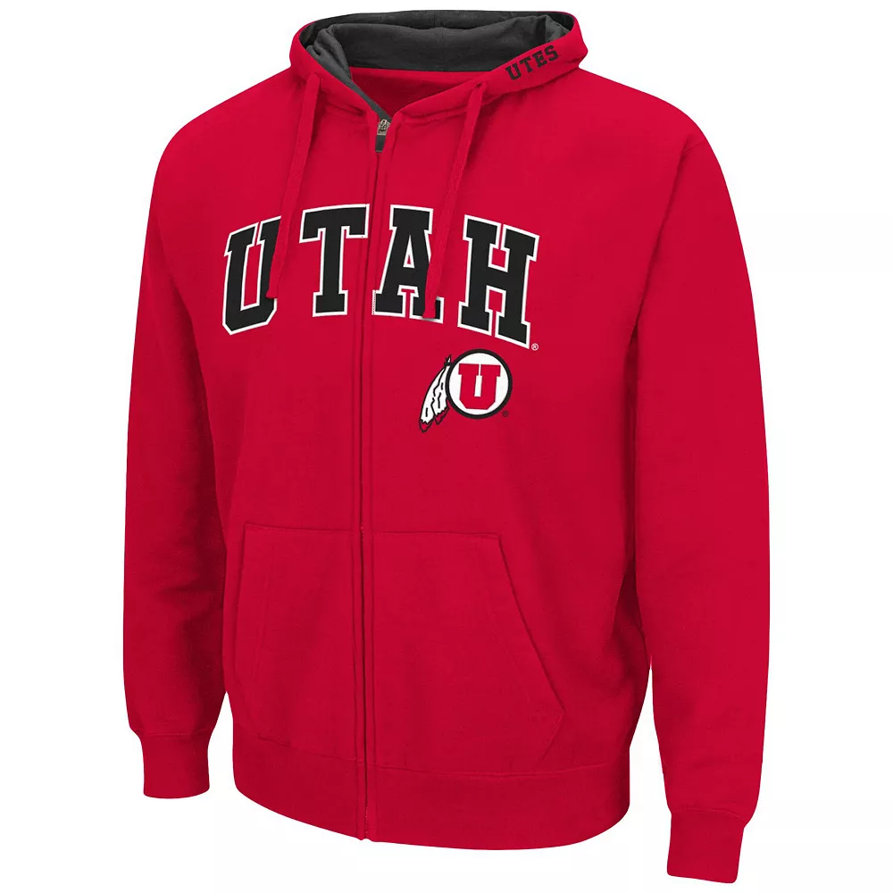 Men's Colosseum Red Utah Utes Arch & Logo 3.0 Full-Zip Hoodie - Image 3