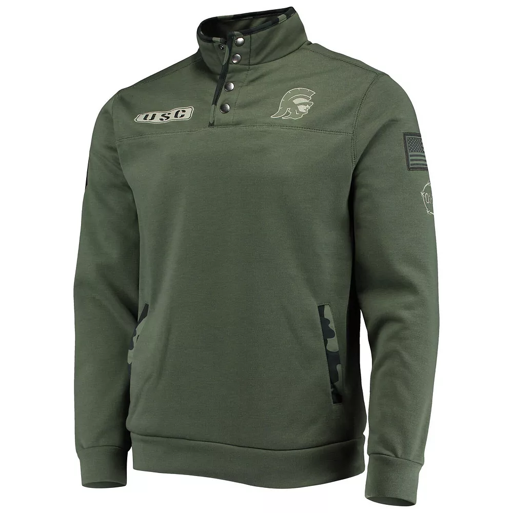 Men's Colosseum Olive USC Trojans OHT Military Appreciation Digital Camo Quarter-Snap Jacket - Image 3