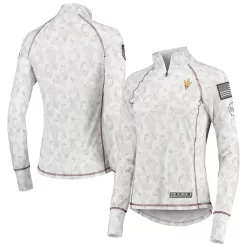 Women's Colosseum White Arizona State Sun Devils OHT Military Appreciation Officer Arctic Camo 1/4-Zip Jacket