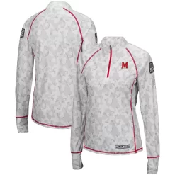 Women's Colosseum White Maryland Terrapins OHT Military Appreciation Officer Arctic Camo 1/4-Zip Jacket