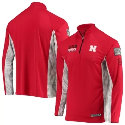 Men's Colosseum Scarlet Nebraska Huskers OHT Military Appreciation Snow Cruise Raglan 1/4-Zip Jacket