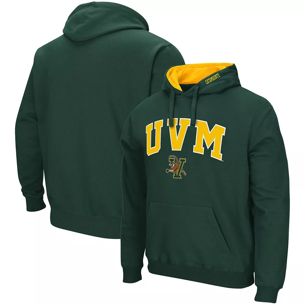 Men's Colosseum Green Vermont Catamounts Arch And Logo Pullover Hoodie - Image 2
