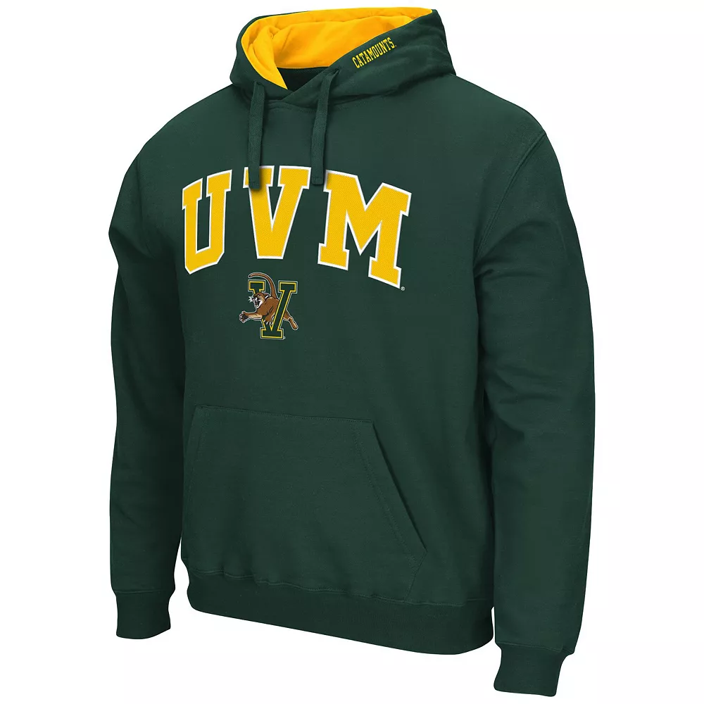 Men's Colosseum Green Vermont Catamounts Arch And Logo Pullover Hoodie - Image 3