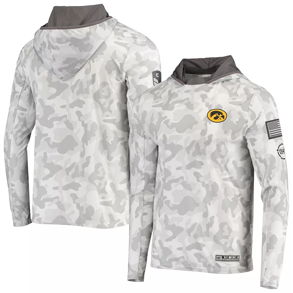 Men's Colosseum Arctic Camo Iowa Hawkeyes OHT Military Appreciation Long Sleeve Hoodie Top - Image 2