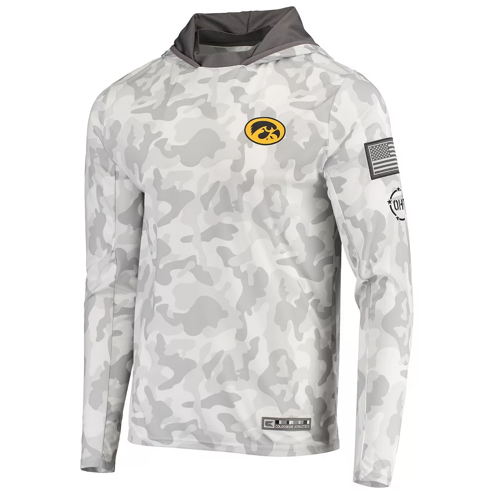 Men's Colosseum Arctic Camo Iowa Hawkeyes OHT Military Appreciation Long Sleeve Hoodie Top - Image 3